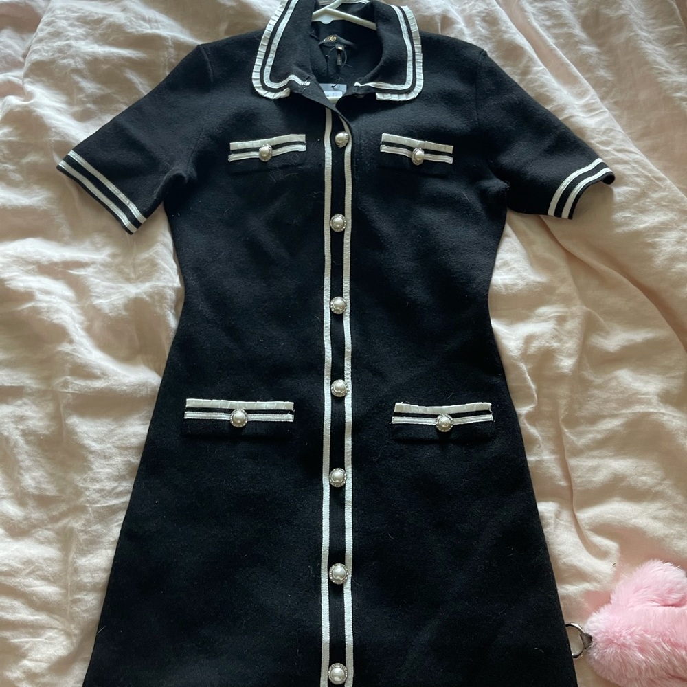 Maje gorgeous black and white pearl dress
